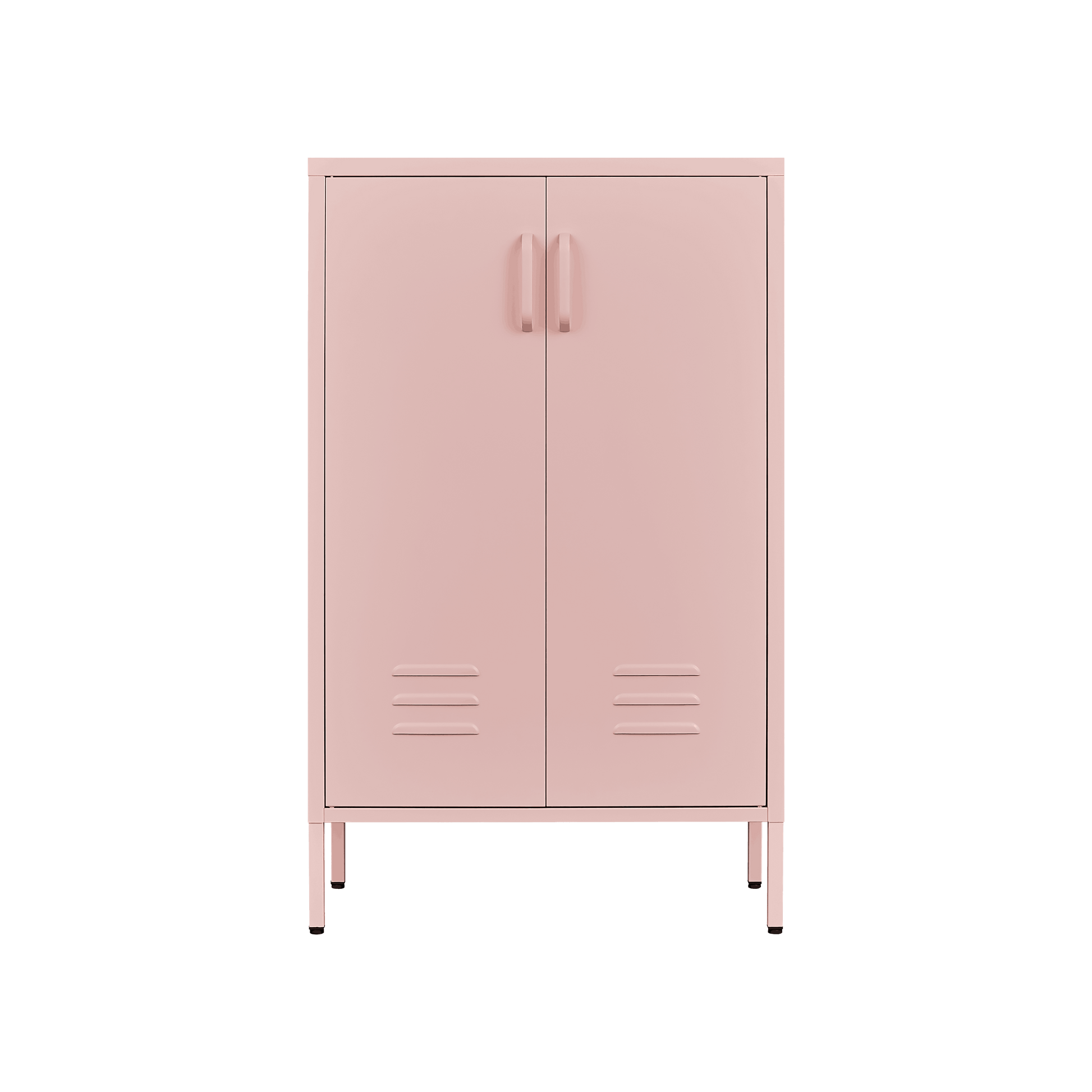 Pink Steel Double Door Cabinet With Handles, With Removable Dividers And Adjustable Height. Suitable For Living Room, Office, Bedroom, Study And Other Places. 3 4 Shelves Pink Metal