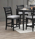 Modern 2Pc Counter Height Dining Chairs Black Color Ladder Back Frame Upholstered Cushion Seat Solid Wood Kitchen Dining Room Black Dining Room Foam Classic,Contemporary,Modern Dining Chairs Rubberwood Ladder Back Set Of 2 Fabric,Rubber Wood