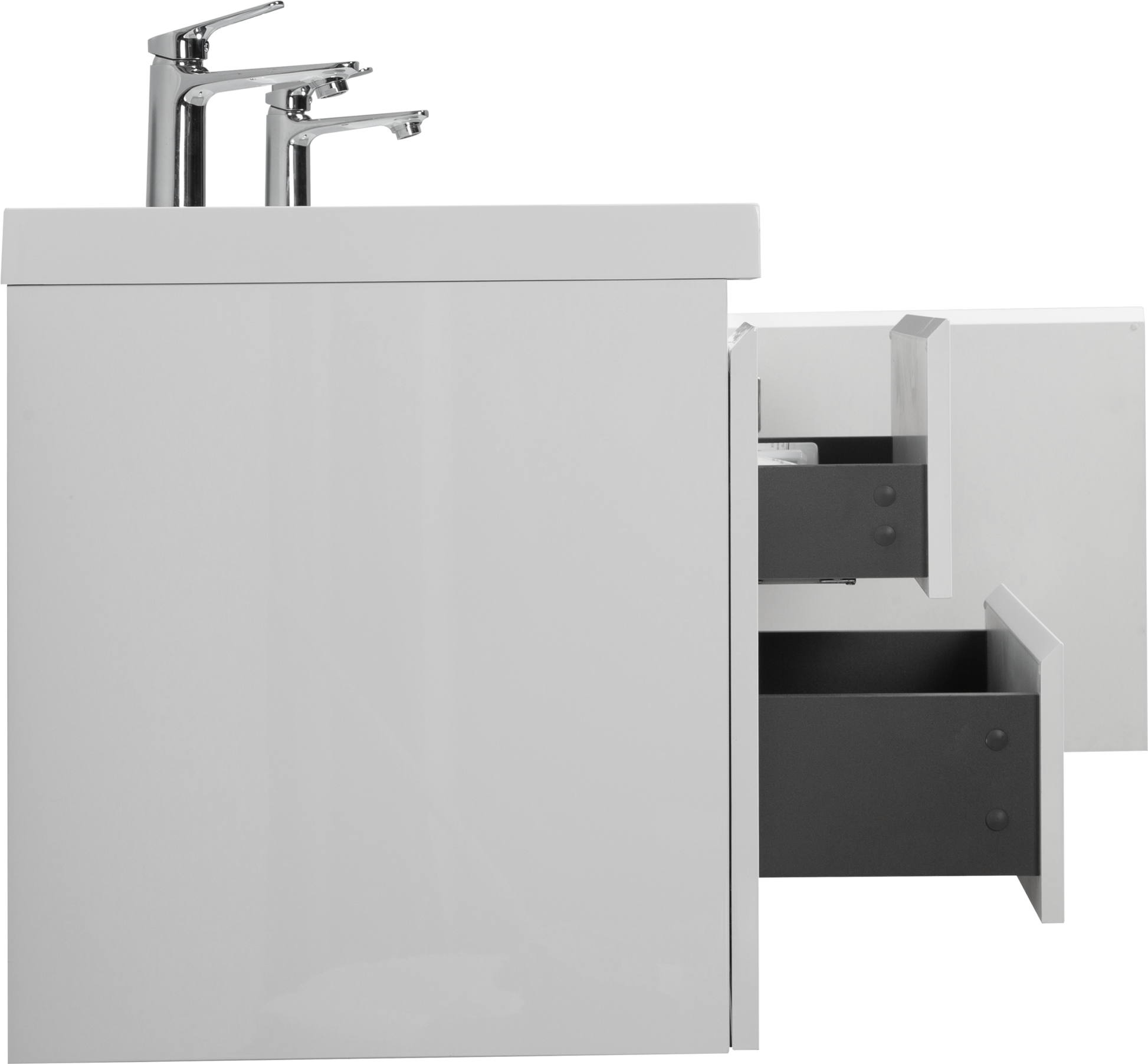 60" Floating Bathroom Vanity With Sink, Modern Wall Mounted Bathroom Storage Vanity Cabinet With Double Resin Top Basin And Two Soft Close Drawers, Glossy White 24V11 60Dgw 2 White 2 Wall Mounted Mdf