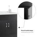 24 Inch Double Doors With Drawers Black Bathroom Cabinet With Ceramic Sink Black Solid Wood