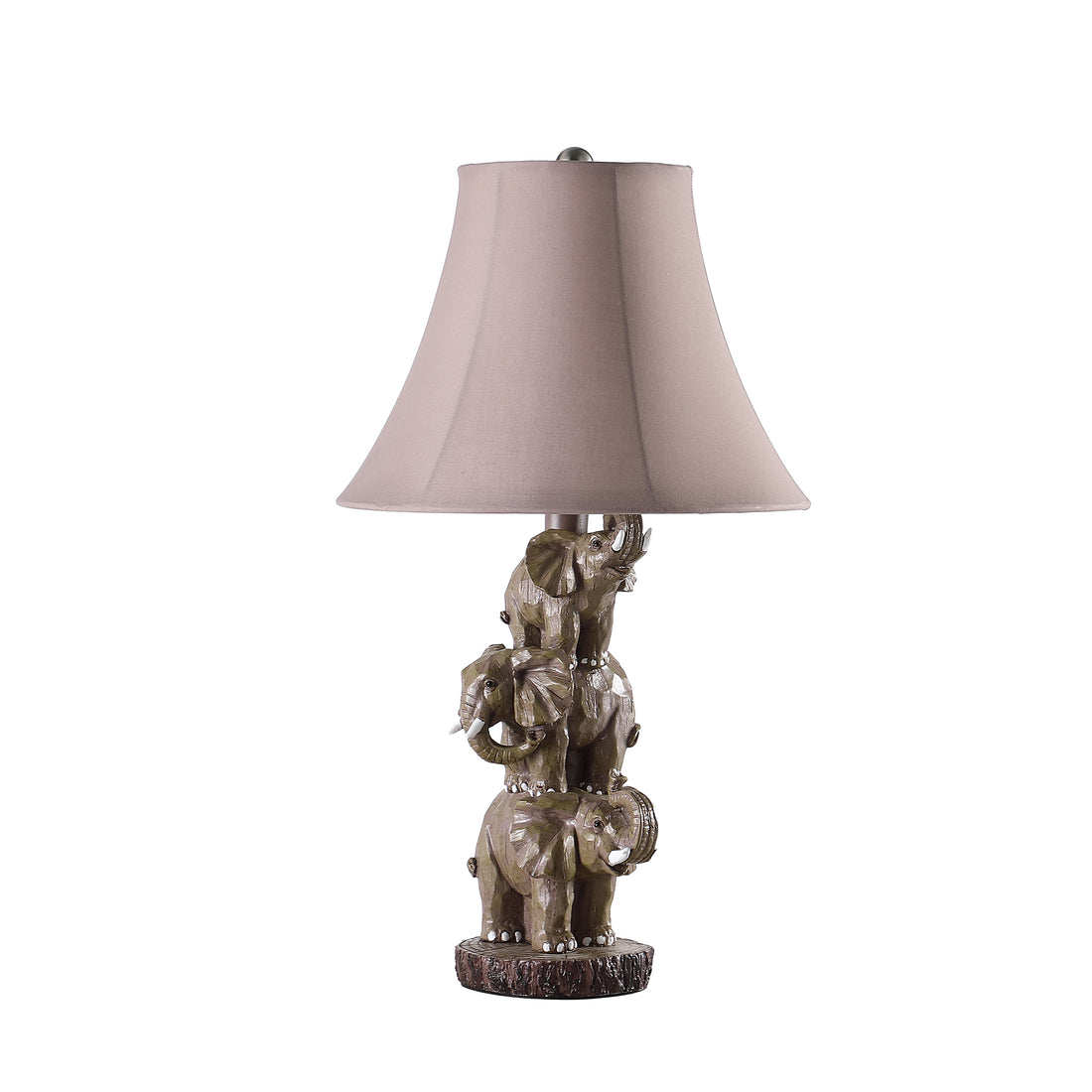 21" In Wildlife 3 Stacked Elephants Polyresin Table Lamp Brown Grey Polyresin