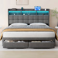 Bed 778King Lg Clb King Light Gray Wood Fabric