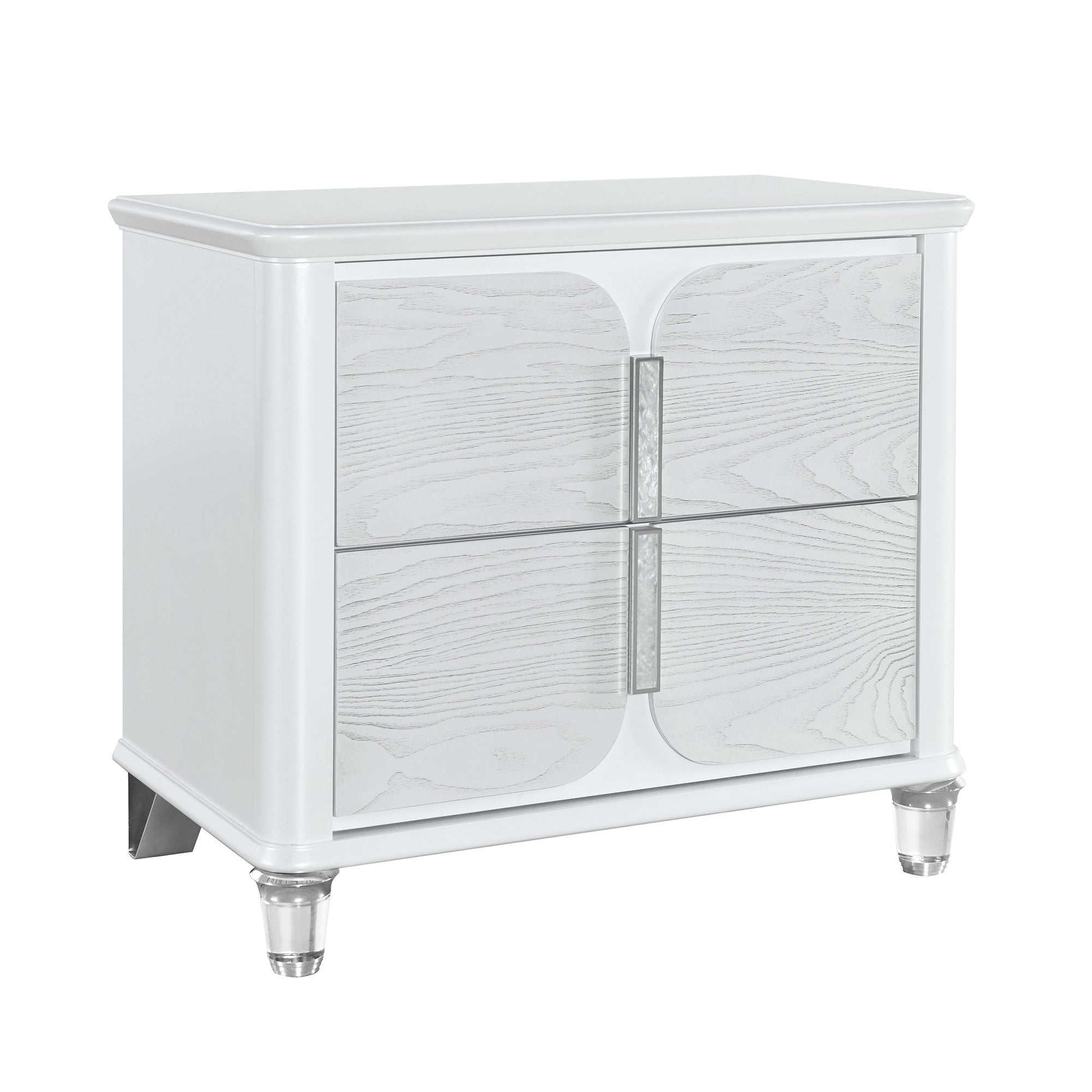 Brenda Grey Nightstand Grey Gray 2 Drawers Bedroom Square Contemporary Rubberwood Dovetail Joints Wood Wood