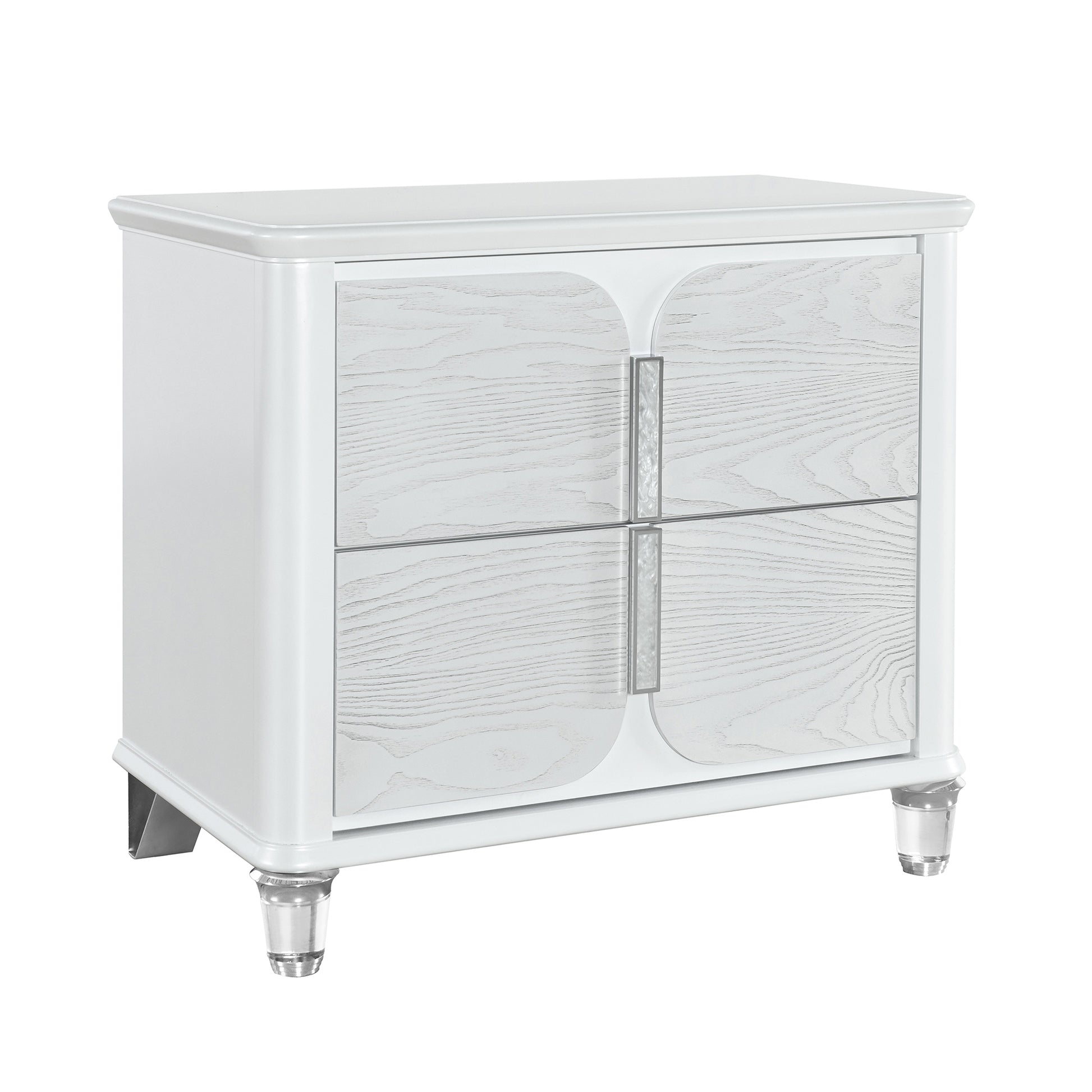 Brenda Grey Nightstand Grey Gray 2 Drawers Bedroom Square Contemporary Rubberwood Dovetail Joints Wood Wood