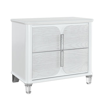Brenda Grey Nightstand Grey Gray 2 Drawers Bedroom Square Contemporary Rubberwood Dovetail Joints Wood Wood