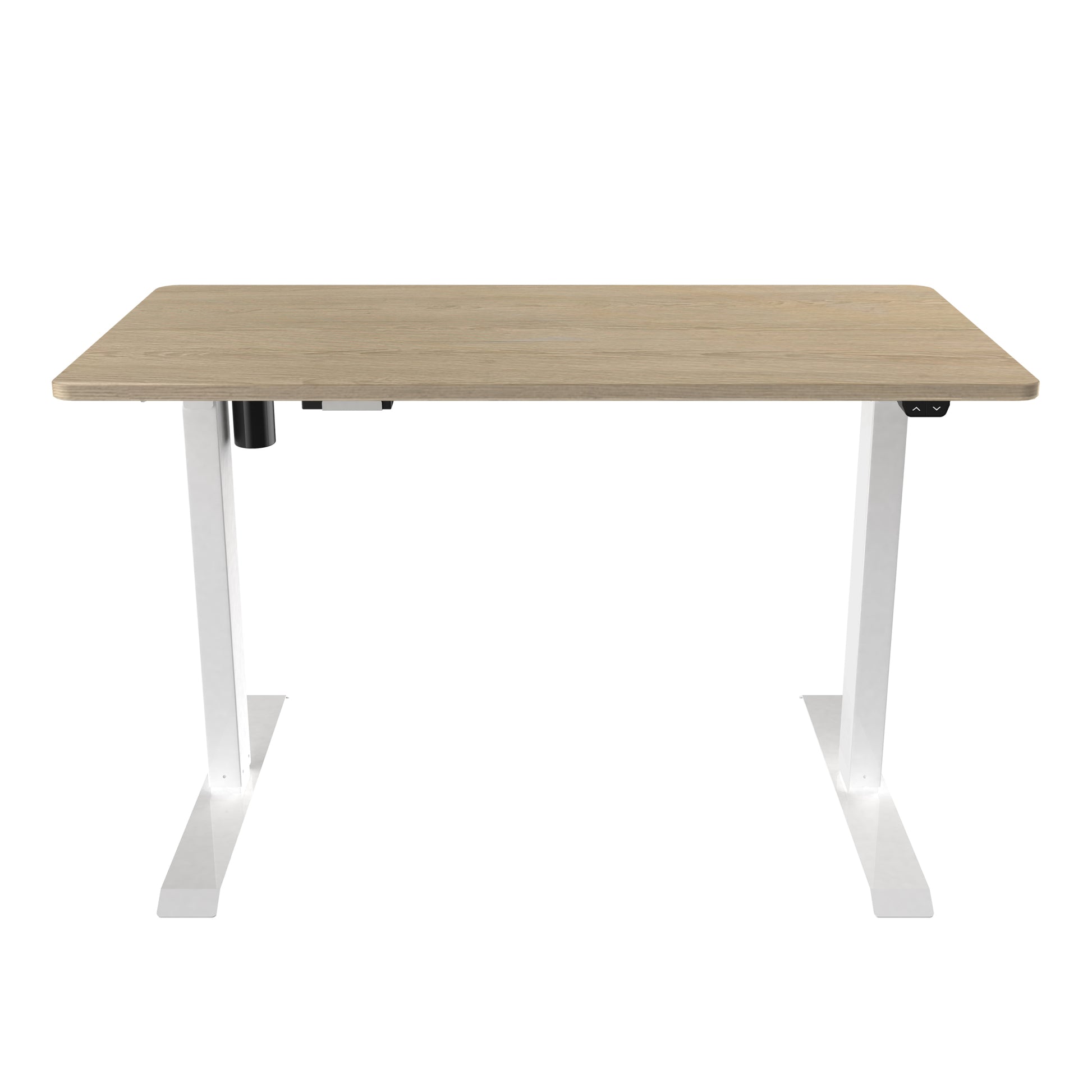 Techni Mobili Adjustable Sit To Stand Desk, Oak Oak Computer Desk Office Modern Rectangular Rectangular Steel Particle Board