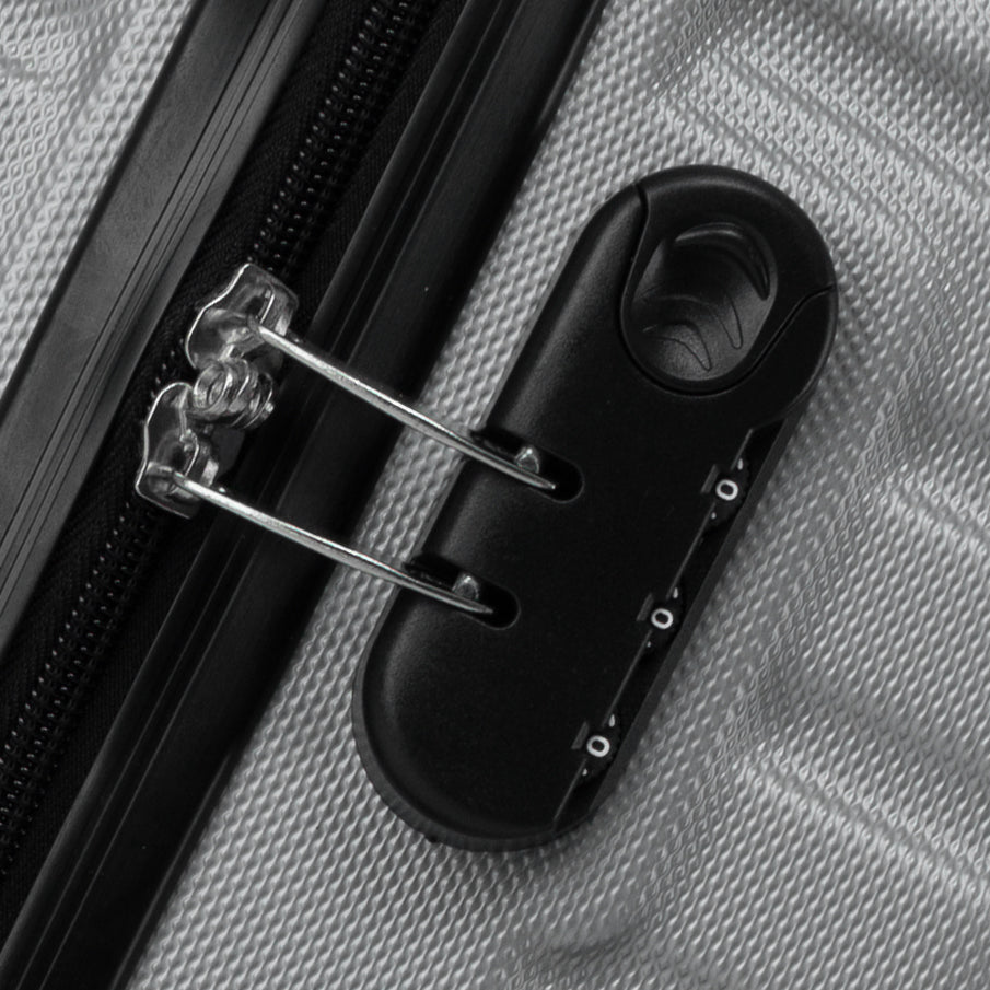 Luggage Set Abs Material Travel Suitcase Set With Spinner Wheels For Men Women, 20'' 24'' 28'' Silver Grey Abs