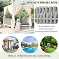 Outdoor Patio Sunbed With Curtains, High Comfort, Suitable For Multiple Scenarios Gray Beige Woven Rope
