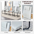 Table And Chair Set, Minimalist Dining Table, Imitation Marble Patterned Glass Tabletop, Mdf Legs With U Shaped Brackets. Paired With Comfortable Chairs, Suitable For Dining And Living Rooms. Black Mdf Glass