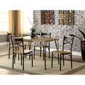 Dark Bronze Metal Kitchen 5Pc Dining Set Dining Table And 4X Side Chairs Paper Veneer X Cross Back Design Dining Room Furniture Metal Wood Natural Multi Seats 4 Metal Dining Room Solid Wood