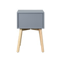 Side Table,Bedside Table With 2 Drawers And Rubber Wood Legs, Mid Century Modern Storage Cabinet For Bedroom Living Room, Gray Gray Mdf