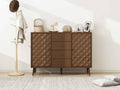 2 Door 4 Drawer Cabinet, Suitable For Bedroom, Living Room, Study Walnut Particle Board