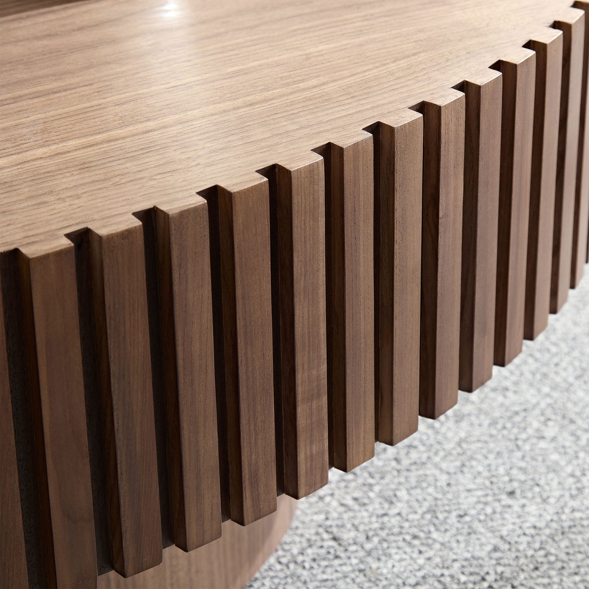 Modern Handcraft Drum Coffee Table Length 43.7 Inch Ellipse Coffee Table For Living Room,Oval Small Coffee Table With Sturdy Pedestal,Walnut Mdf Walnut Mdf