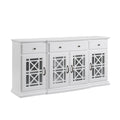 Classic Fretwork Detailed Glass Door Sideboard White White Mdf