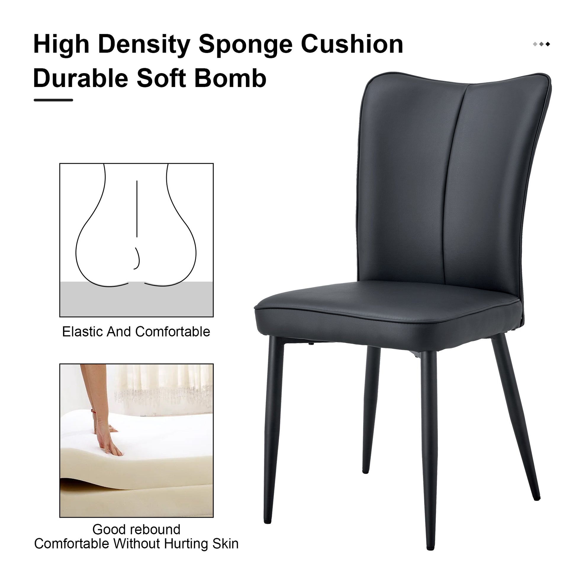 Table And Chair Set. Large Modern White Imitation Marble Patterned Round Table With Black Metal Legs. Nice Minimalism, Comfortable Seats And Black Metal Legs. White Black Seats 4 Glass Metal
