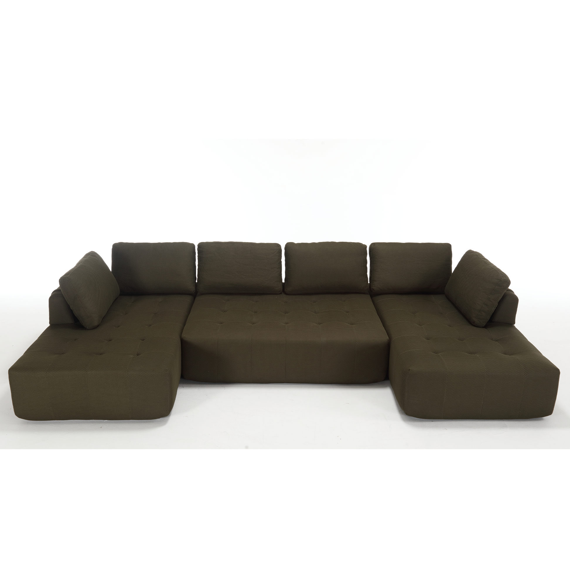 Arrived 138.5 "Modular Combination Sofa, U Shaped Sofa, Living Room, Apartment, Upholstered ,6 Seat Sofa, Free Combination Sofa Mesh Fabric ,Fabric,Green Green Polyester Primary Living Space Soft