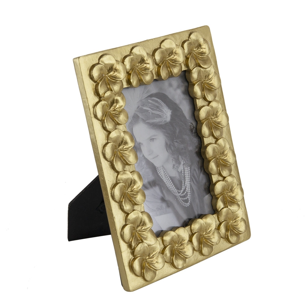 6.5X8.5" Vintage Gold Photo Frame With Flower Design Gold Art Deco,Luxury,Retro,Vintage Polyresin