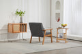 Leisure Chair With Solid Wood Armrest And Feet, Leisure Chair, Wood Frame, Velvet, L, Solid Rubber Wood Legs, Mid Century Modern Accent Chair, For Living Room Bedroom Studio Chair Dark Gray Corduroy