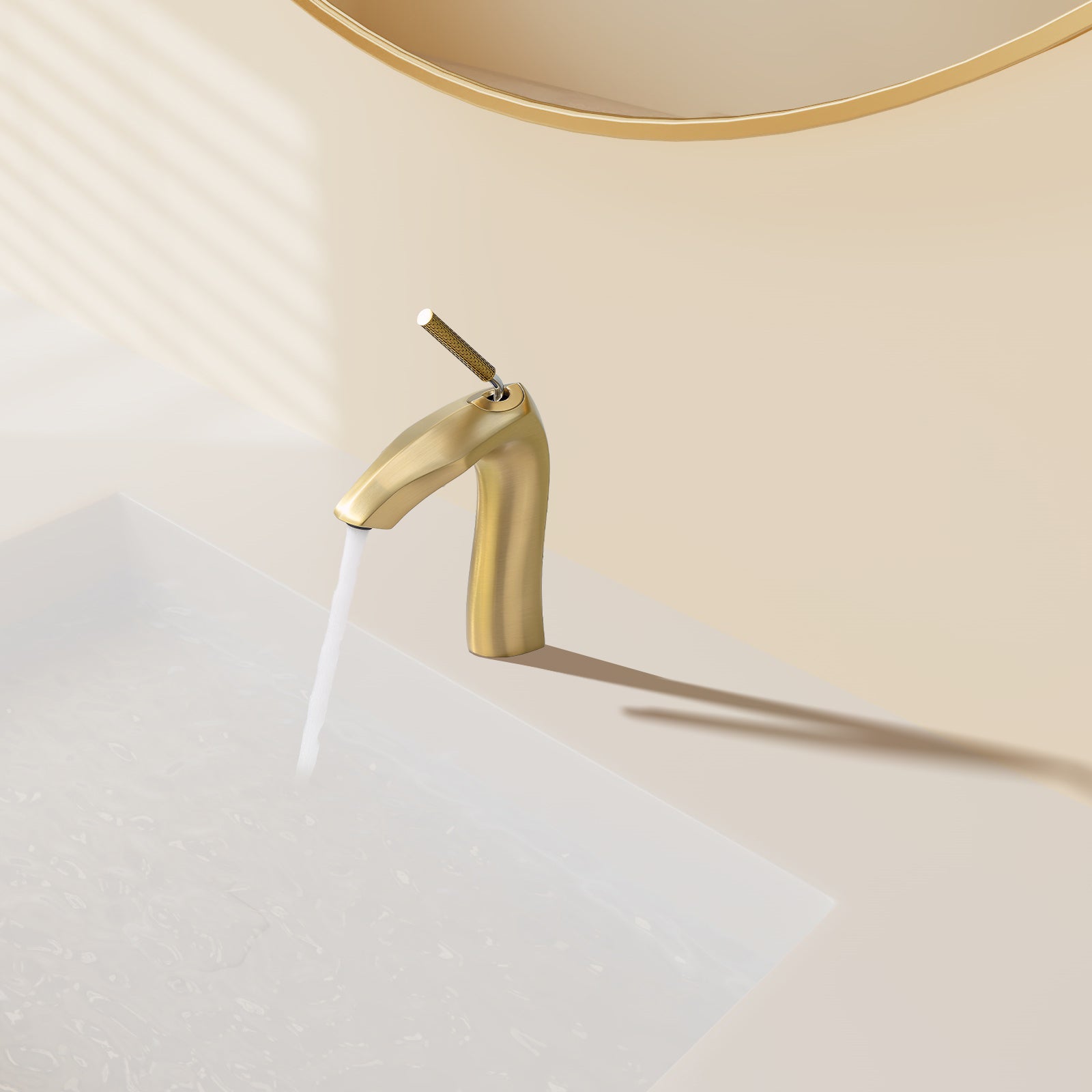 Brushed Gold Single Handle Lavatory Basin Sink Faucet One Brushed Gold Deck Mounted Single Hole Faucets Bathroom Gold Contemporary Brass Manual