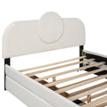 Queen Size Upholstered Platform Bed With Multi Functional Headboard, Trundle And 2 Drawers, White Box Spring Not Required Queen White Wood Bedroom Upholstered