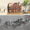 5 Drawers Dresser For Bedroom, Kidsroom Furniture, Wide Chest Of Drawers, Storage Organizer Units With Fabric Bins For Closet, Metal Frame, Waterproof Wood Top, Adjustable Feet, Rust Rust Wood