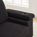 86.5 Inch Sofa Couch Deep Seat Sofa With Two Storage Spaces, T Pyce Charging Portsusb Charging Ports & 2 Cup ,Corduroy 3 Seater Couch, Modern Sofas For Living Room Black Foam Corduroy 3 Seat