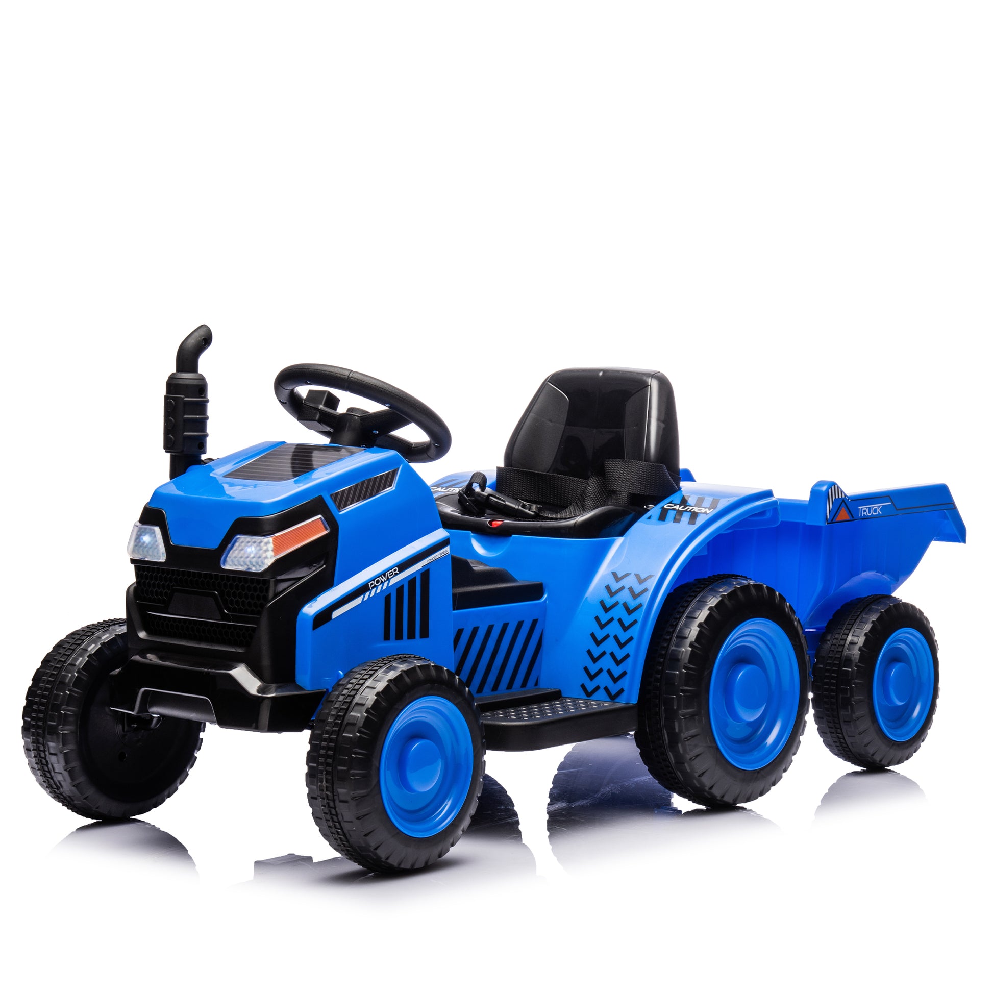 12V Kids Ride On Electric Tractor Black Knight,Kids Ride On Toy.2Wd,Non Skid Tires, Steering Wheel, Foot Pedal,With Removable Storage Tug,Light,Bluetooth,Music,Mp3,Usb,Power Display For Kids Aged 3 . Blue 50 99 Lbs Polypropylene