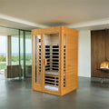 Hemlock Two Person Far Infrared Roof Embedded Indoor Sauna Room Natural Wood Metal & Wood