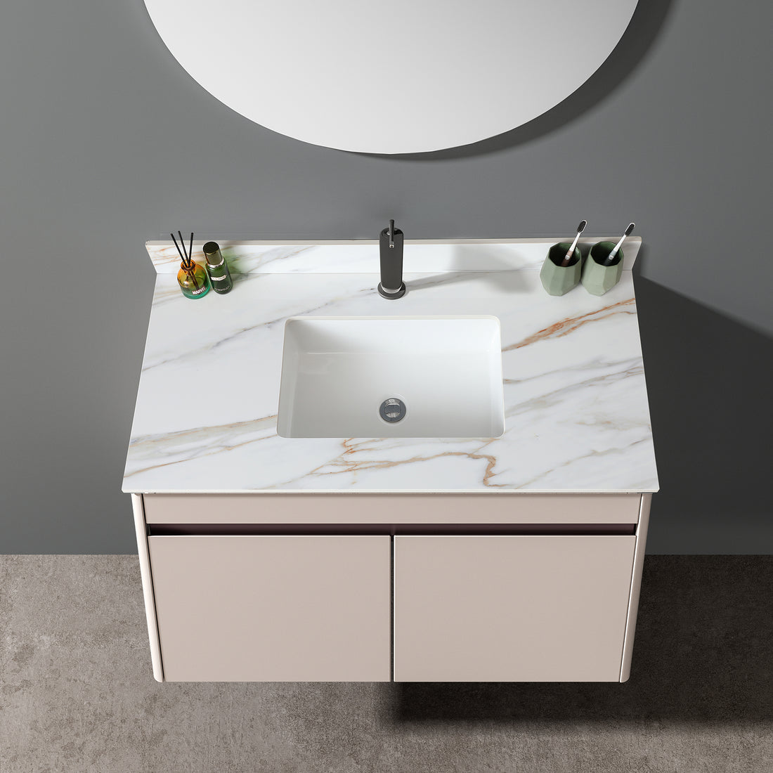 43 Inch Marble Vanity Top, Bathroom Vanity Top With Undermount Rectangular Middle Sink And 4" Height Backsplash, Pre Drilled Faucet Hole Vanity Top, Carrara White With Veins White Marble Bathroom American Design Sintered Stone Sintered Stone