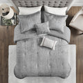 5 Piece Crinkle Velvet Comforter Set Silver Full Queen Full Silver Polyester