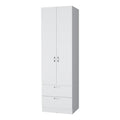 Tall Mayer Wardrobe In Melamine With Two Doors And Two Drawers White Particle Board Melamine