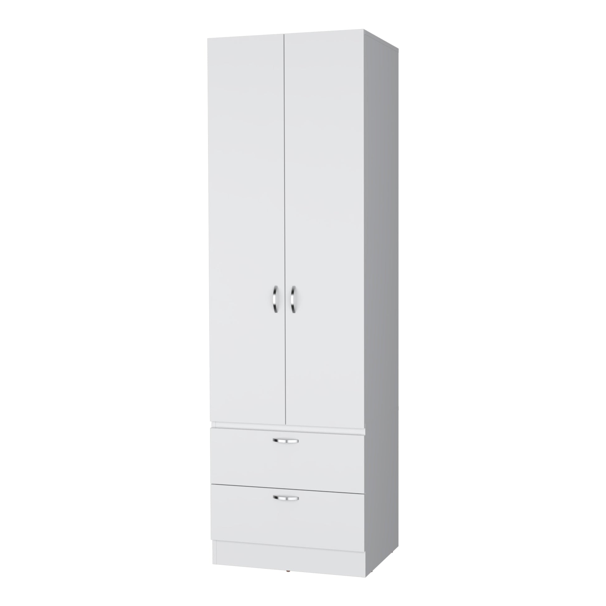 Tall Mayer Wardrobe In Melamine With Two Doors And Two Drawers White Particle Board Melamine