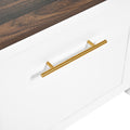 Versatile 4 In 1 Hall Tree With 6 Golden Hooks, Brown Wood Grain Bench With Multiple Storage Space, Entryway Coat Rack With 2 Drawers For Living Room, Hallway, White, 47.2''W*76.6''H White Primary