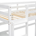 Twin Loft Bed With Built In Desk And Bookcase Of Three Compartments, Guardrails And Ladder,White Twin White Pine