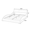 Queen Led Bed Frame Modern Faux Leather Upholstered Platform Bed Frame With Rgb Led Lights And Headboard Wave Like Curve Low Profile Bed Frame,Wood Slats Support,Easy Assembly, Grey Queen Grey Pu