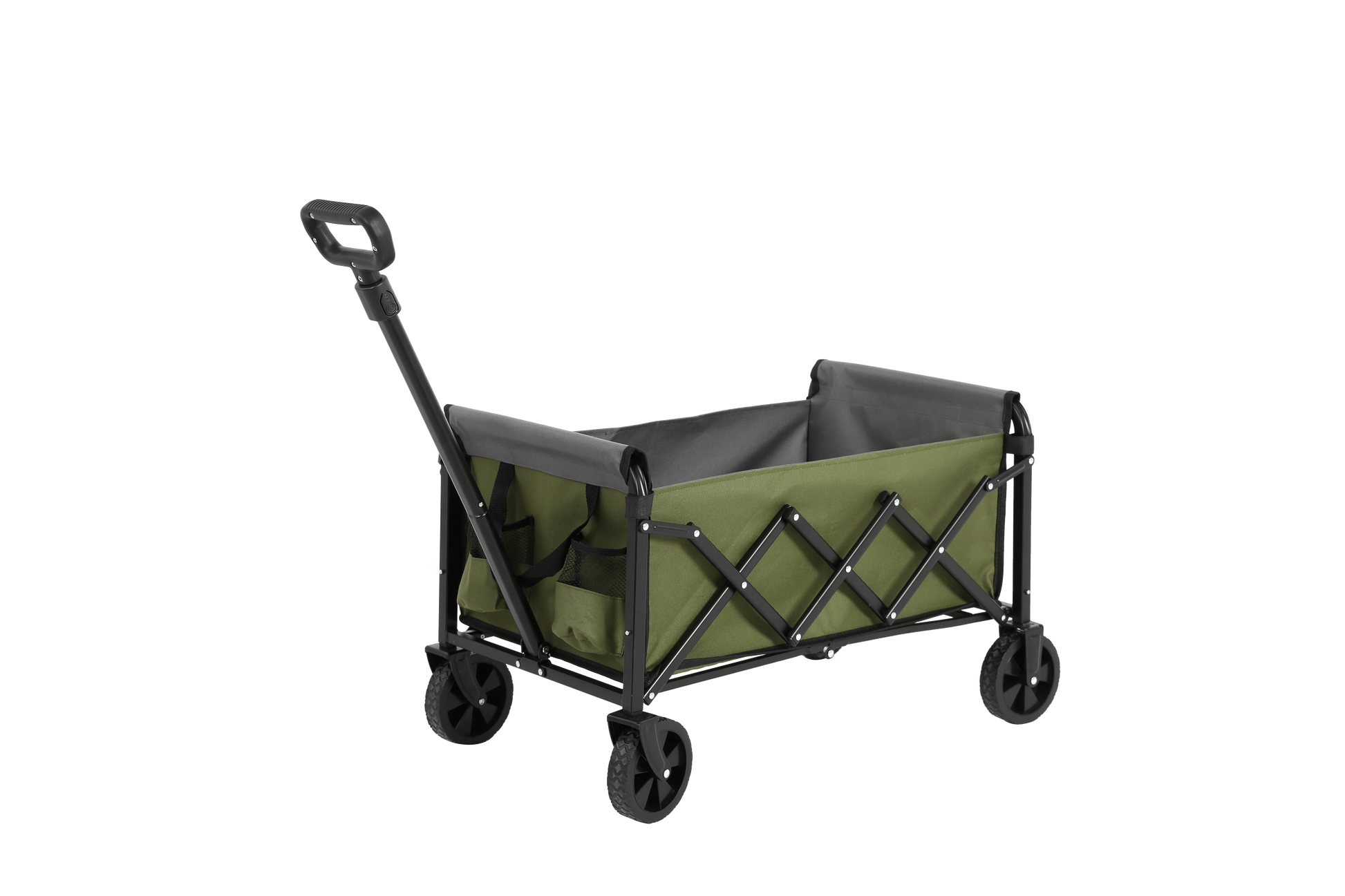 Lightweight Portable Heavy Duty Folding Beach Wagons With Wheels Outdoor Utility Carts For Grocery, Camping, Shopping, Sports, Garden With Large Capacity Army Green Army Green Steel