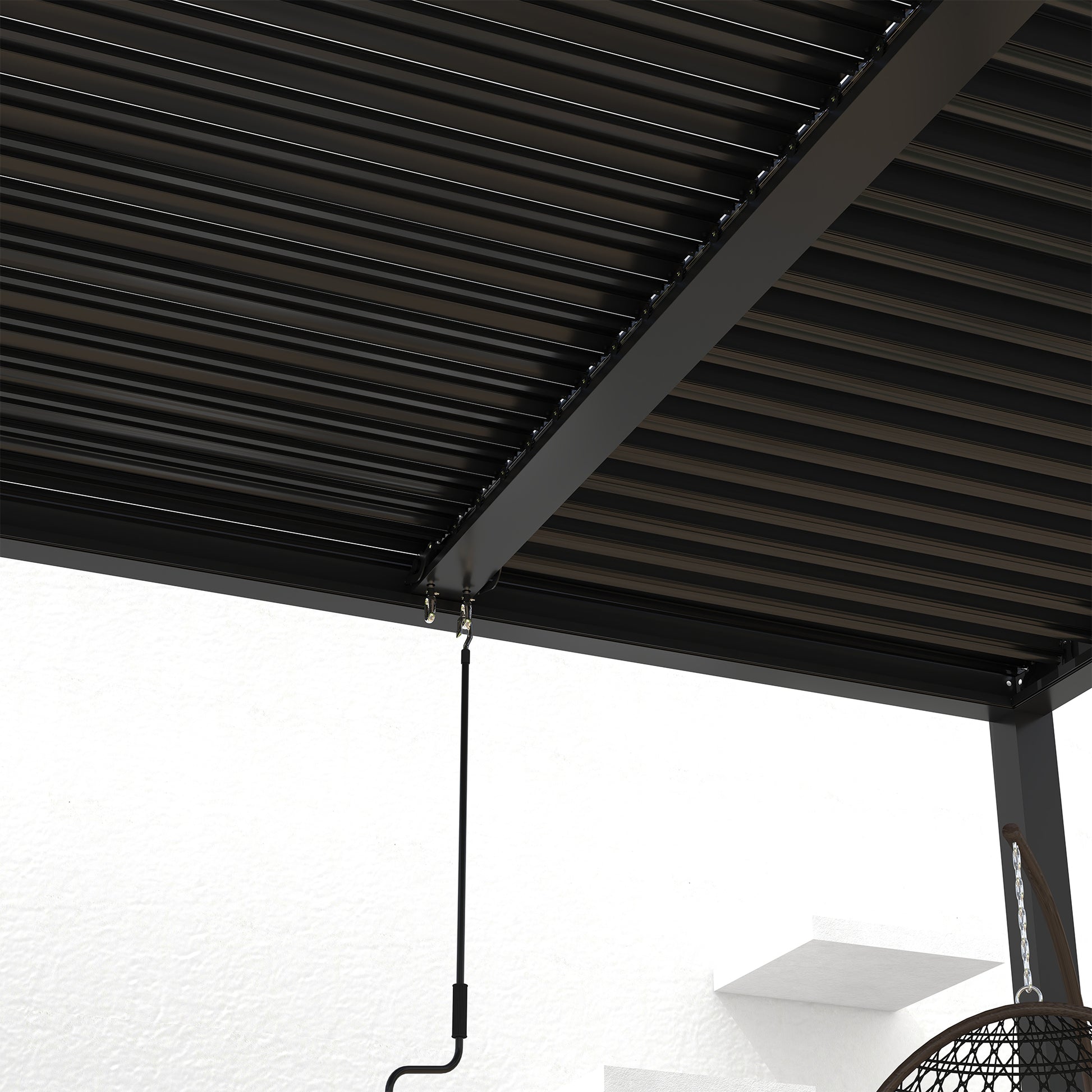 8610J Louver Pergola 10X19Ft Aluminum Frame & Louvers Black Aluminium