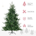 Homcom 7.5Ft Artificial Christmas Tree Holiday D Cor With 1288 Branches, Auto Open, Steel Base, Wide Shape, Easy To Shape Branches Green Plastic