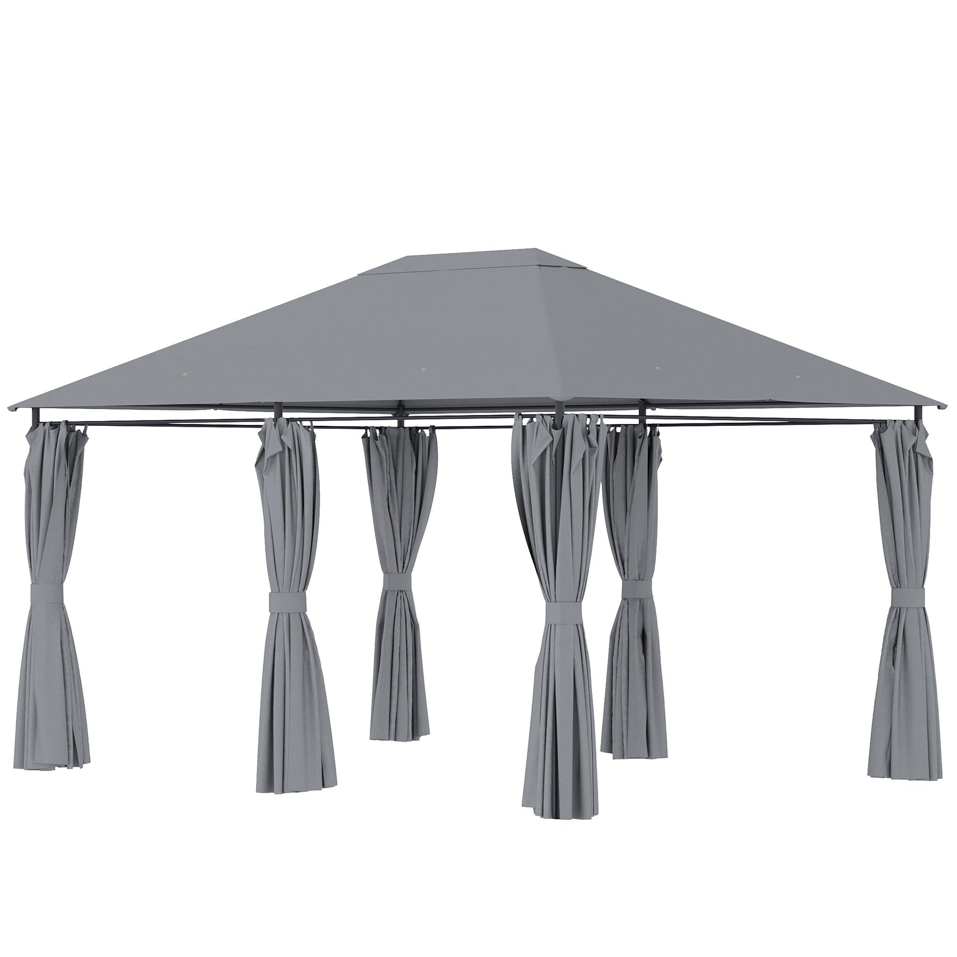 Outsunny 10' X 13' Outdoor Patio Gazebo, Canopy Shelter With 6 Removable Sidewalls & Steel Frame For Garden, Lawn, Backyard & Deck, Gray Grey Polyester