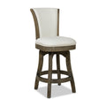 Henry 27 Armless Swivel Counter Height Bar Stool, Natural White Linen White Foam Linen