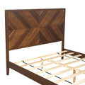 Mid Century Modern Platform Bed Wood Slat Support With No Box Spring Needed,Queen, Walnut Box Spring Not Required Queen Walnut Wood Bedroom Mid Century Modern Bed Frame Wood