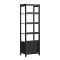 Transitional Narrow Bookshelf With Drawer On Bottom Black Black Mdf Mdf