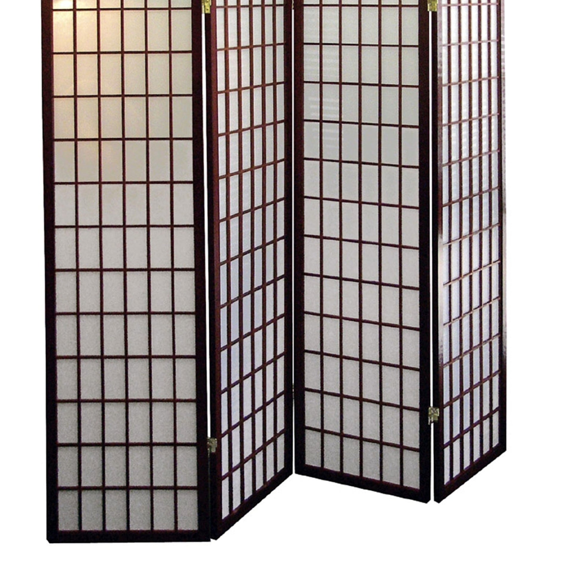 70" Tall 4 Panel Screen Room Divider, Japanese Style With Cherry Finish Cherry Wood