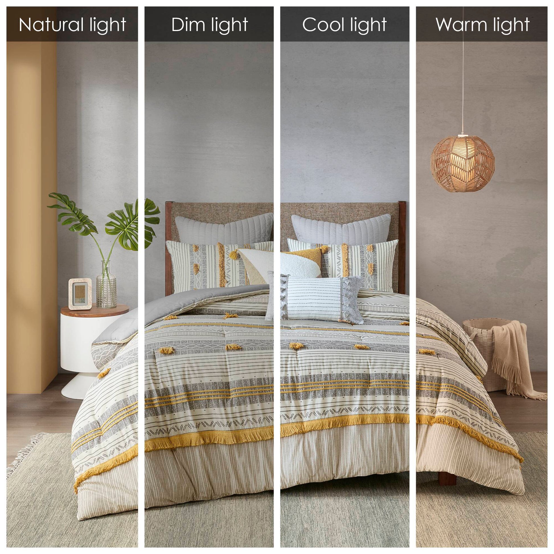 3 Piece Cotton Comforter Set Gray Yellow Full Queen Queen Gray Yellow Cotton