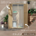 Outsunny Wooden Garden Shed, Outdoor Storage Cabinet With Waterproof Asphalt Roof, Narrow Tool Shed With Shelves And Lockable Doors, Natural Natural Wood Wood