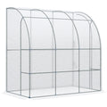 Outsunny 7' X 4' X 7' Outdoor Lean To Greenhouse, Walk In Green House Plant Nursery With Roll Up Window, Pe Cover, White White Plastic