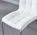 Modern Lattice Designdining Chair With Silver Metal Legs Set Of 4 Silver White Metal