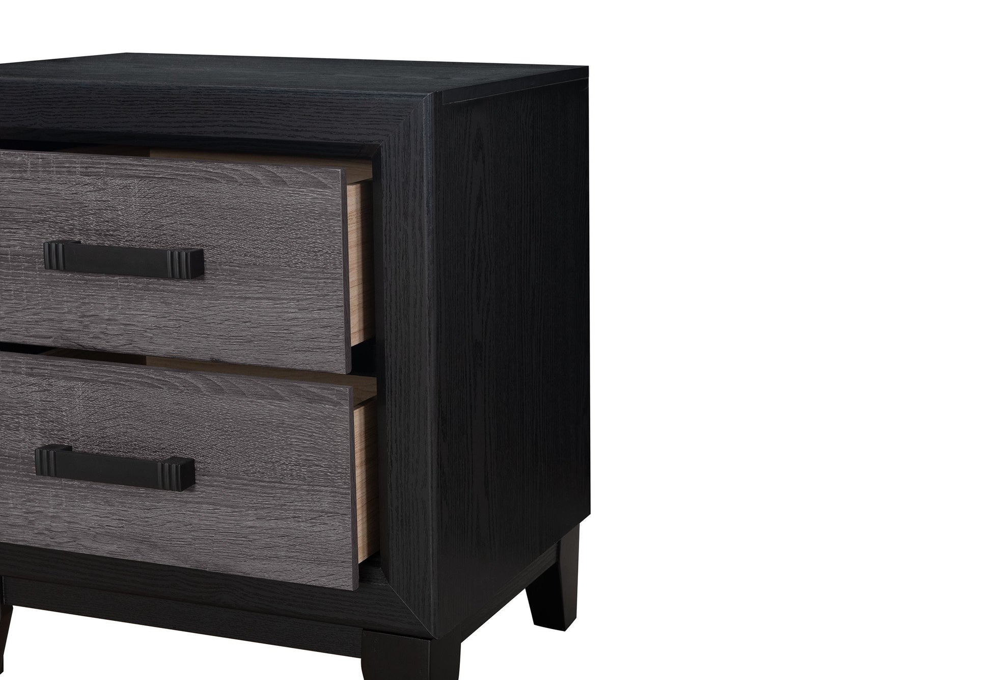 Soluto Grey And Black Nightstand Black Gray Solid Wood Mdf