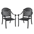 Cast Aluminum Patio Dining Chair 2Pcs With Black Frame And Cushions In Random Colors Yes Dining Set Black Rust Resistant Frame Water Resistant Cushion Garden & Outdoor Complete Patio Sets Aluminium