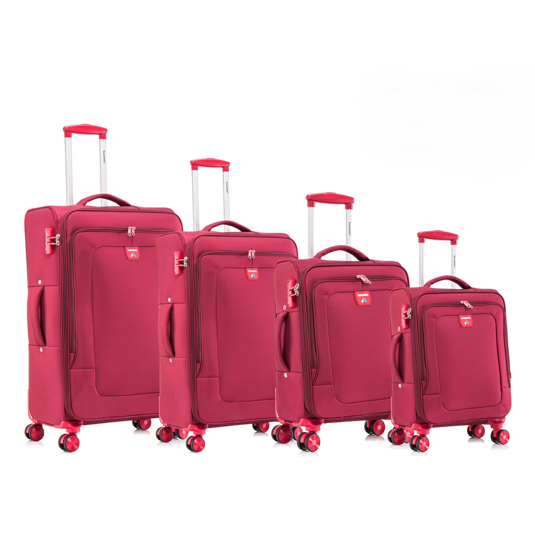 Four Piece Fabric Luggage Set, Expandable Suitcase For Travel, School And Business Trip 20 24 28 32In Red Fabric